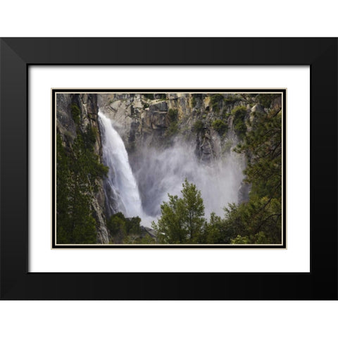 CA, Yosemite View of the Cascades waterfall Black Modern Wood Framed Art Print with Double Matting by Flaherty, Dennis