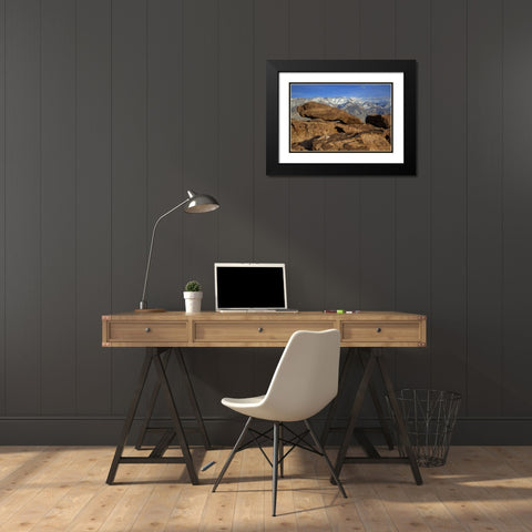 California Great Basin Abstract petroglyphs Black Modern Wood Framed Art Print with Double Matting by Flaherty, Dennis