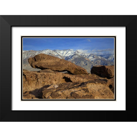 California Great Basin Abstract petroglyphs Black Modern Wood Framed Art Print with Double Matting by Flaherty, Dennis