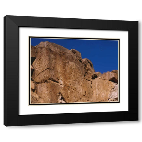 California, Owens Valley, Curvilinear petroglyphs Black Modern Wood Framed Art Print with Double Matting by Flaherty, Dennis