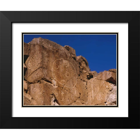 California, Owens Valley, Curvilinear petroglyphs Black Modern Wood Framed Art Print with Double Matting by Flaherty, Dennis