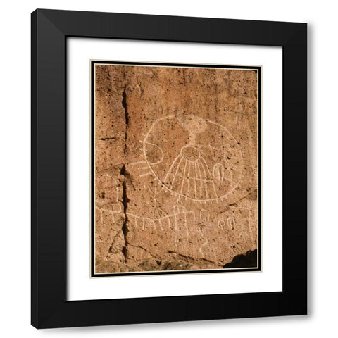 California, Owens Valley, Curvilinear petroglyphs Black Modern Wood Framed Art Print with Double Matting by Flaherty, Dennis