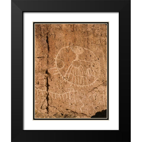 California, Owens Valley, Curvilinear petroglyphs Black Modern Wood Framed Art Print with Double Matting by Flaherty, Dennis