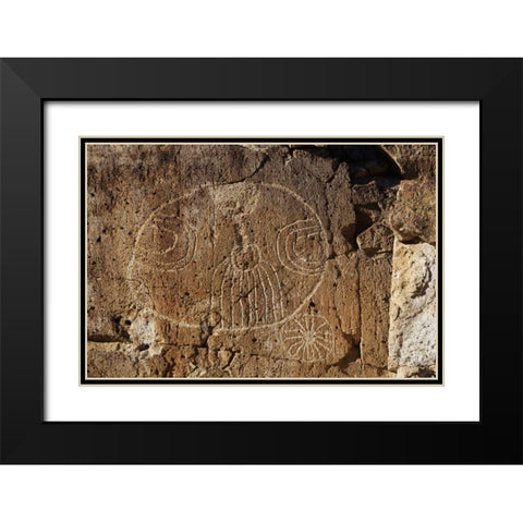 California, Owens Valley, Curvilinear petroglyphs Black Modern Wood Framed Art Print with Double Matting by Flaherty, Dennis