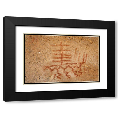 California, Owens Valley Pictographs in a cave Black Modern Wood Framed Art Print with Double Matting by Flaherty, Dennis