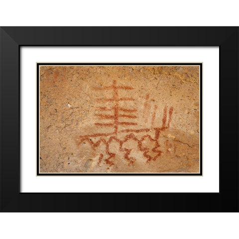 California, Owens Valley Pictographs in a cave Black Modern Wood Framed Art Print with Double Matting by Flaherty, Dennis
