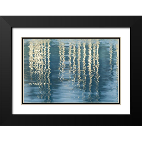 CA, San Diego Reflection on Childrens Park pool Black Modern Wood Framed Art Print with Double Matting by Paulson, Don