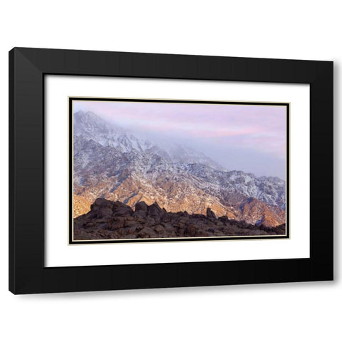 California, Lone Pine Sunrise on Sierra Mts Black Modern Wood Framed Art Print with Double Matting by Paulson, Don
