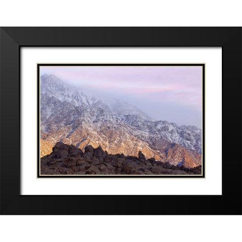 California, Lone Pine Sunrise on Sierra Mts Black Modern Wood Framed Art Print with Double Matting by Paulson, Don