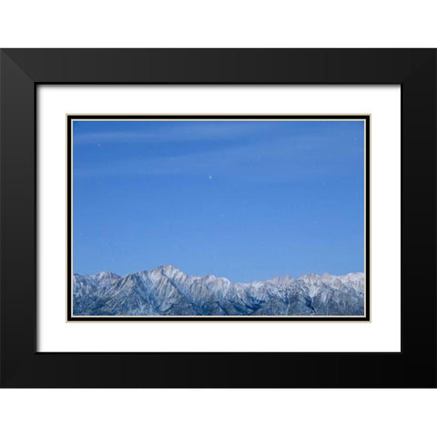 CA, Lone Pine Stars over snowy mountains Black Modern Wood Framed Art Print with Double Matting by Paulson, Don