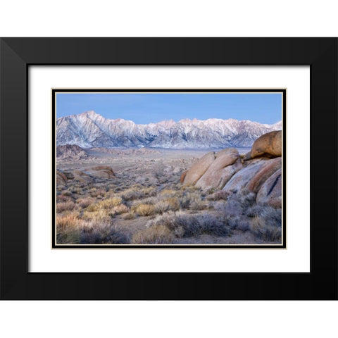 California Lone Pine Peak and Mt Whitney Black Modern Wood Framed Art Print with Double Matting by Paulson, Don