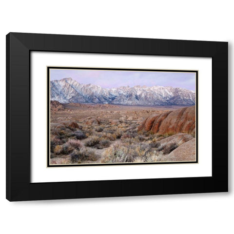 California Lone Pine Peak and Mt Whitney Black Modern Wood Framed Art Print with Double Matting by Paulson, Don