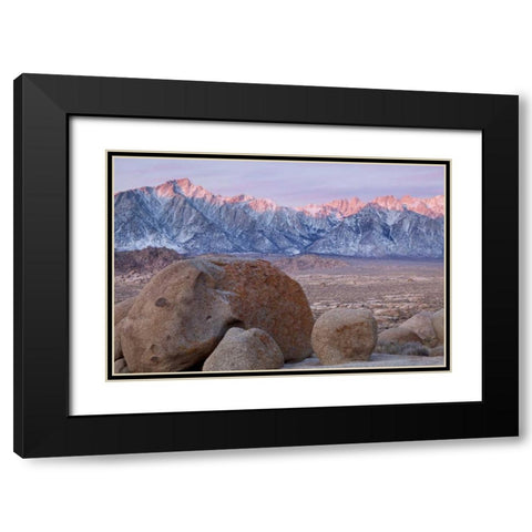 California Lone Pine Peak and Mt Whitney Black Modern Wood Framed Art Print with Double Matting by Paulson, Don