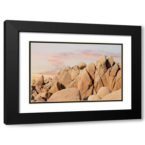 CA, Joshua Tree NP Rock atop boulder formation Black Modern Wood Framed Art Print with Double Matting by Paulson, Don