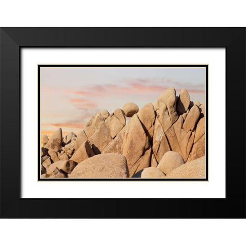 CA, Joshua Tree NP Rock atop boulder formation Black Modern Wood Framed Art Print with Double Matting by Paulson, Don