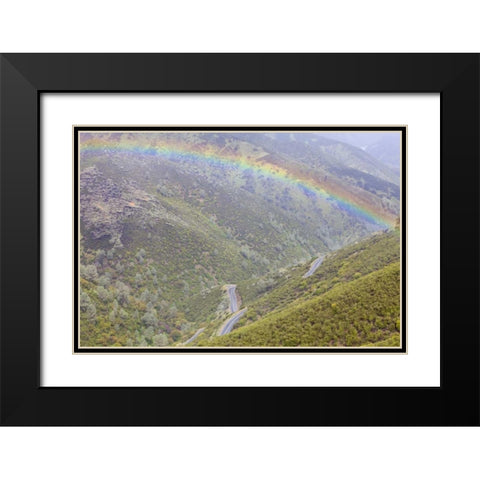 California, Hell Hollow Rainbow over Highway 49 Black Modern Wood Framed Art Print with Double Matting by Paulson, Don