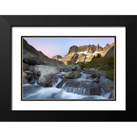 CA, Inyo NF The Minarets and rapids in a stream Black Modern Wood Framed Art Print with Double Matting by Paulson, Don