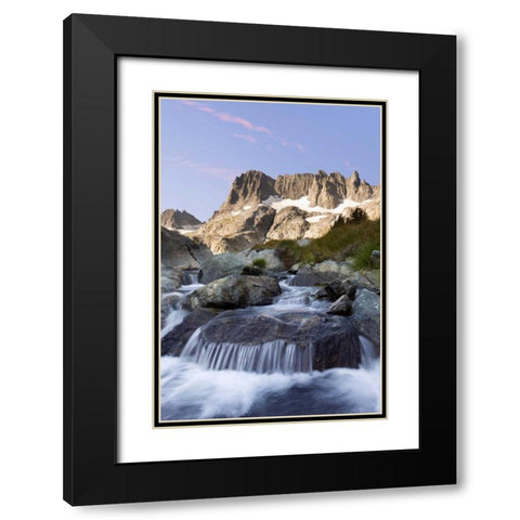 CA, Inyo NF The Minarets and rapids in a stream Black Modern Wood Framed Art Print with Double Matting by Paulson, Don