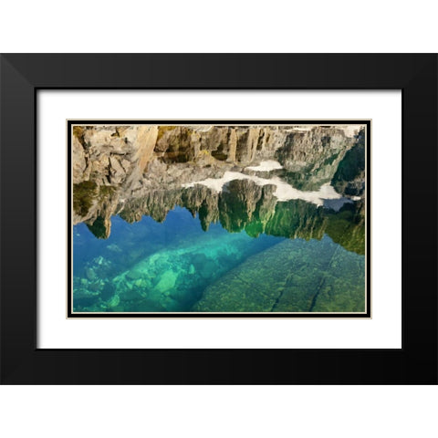 CA, Inyo NF Minarets reflected in Iceberg Lake Black Modern Wood Framed Art Print with Double Matting by Paulson, Don