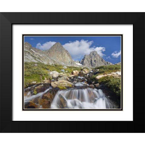 CA, Inyo NF Waterfalls below Mount Ritter Black Modern Wood Framed Art Print with Double Matting by Paulson, Don