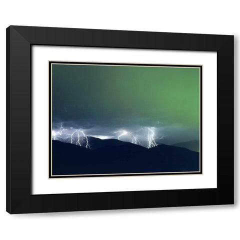 California, San Diego, Lightning over Mt Miguel Black Modern Wood Framed Art Print with Double Matting by Talbot Frank, Christopher