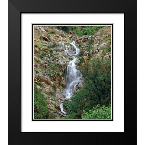 CA, San Diego, Mission Trails Park A waterfall Black Modern Wood Framed Art Print with Double Matting by Talbot Frank, Christopher