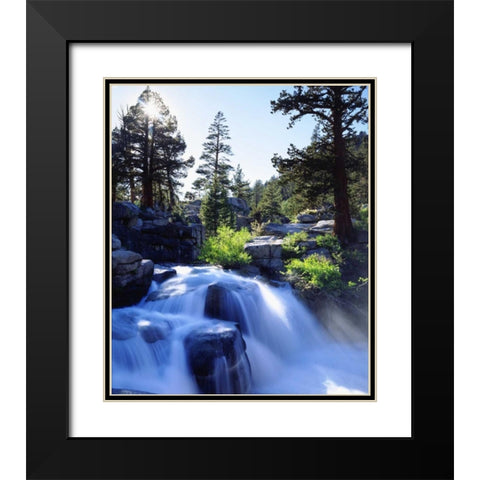 CA, Sierra Nevada A waterfall in the High Sierra Black Modern Wood Framed Art Print with Double Matting by Talbot Frank, Christopher