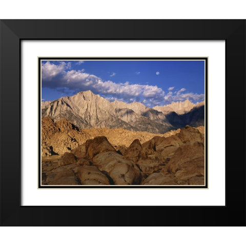 CA, Lone Pine Lone Pine Peak and Mt Whitney Black Modern Wood Framed Art Print with Double Matting by Flaherty, Dennis