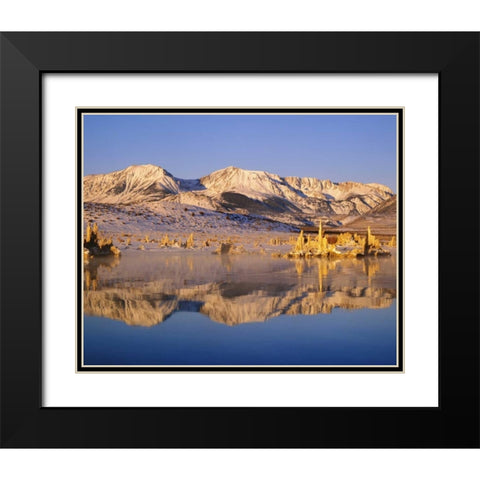 California Hills and tufas reflect in Mono lake Black Modern Wood Framed Art Print with Double Matting by Flaherty, Dennis