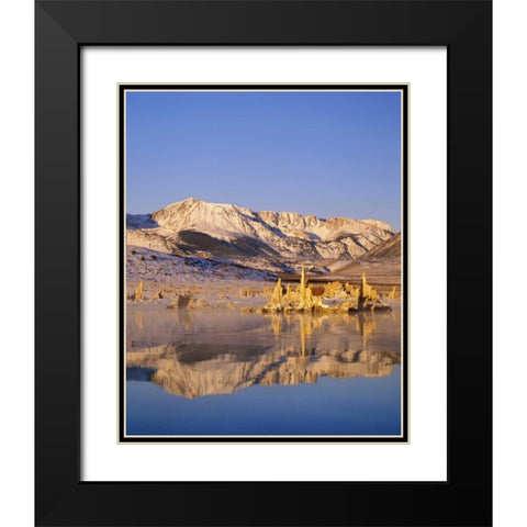 California Hills and tufas reflect in Mono lake Black Modern Wood Framed Art Print with Double Matting by Flaherty, Dennis