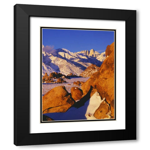 CA, Sierra Nevada Mt Whitney and Lone Pine peak Black Modern Wood Framed Art Print with Double Matting by Flaherty, Dennis