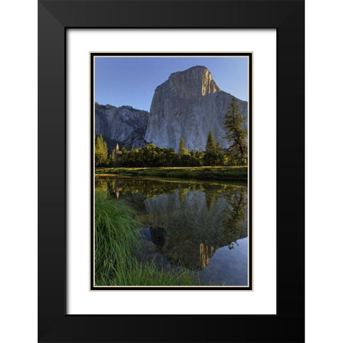 California, Yosemite El Capitan and Merced River Black Modern Wood Framed Art Print with Double Matting by Flaherty, Dennis