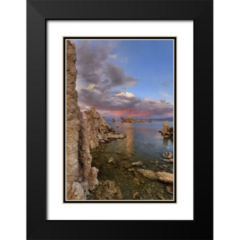 CA Sunset reflection on clouds over Mono lake Black Modern Wood Framed Art Print with Double Matting by Flaherty, Dennis