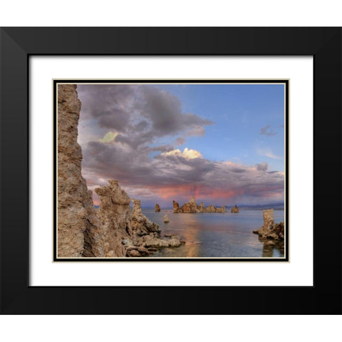 CA Sunset reflection on clouds over Mono lake Black Modern Wood Framed Art Print with Double Matting by Flaherty, Dennis