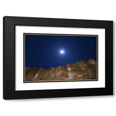 CA, Chalfant Canyon Petroglyph on rock face Black Modern Wood Framed Art Print with Double Matting by Flaherty, Dennis