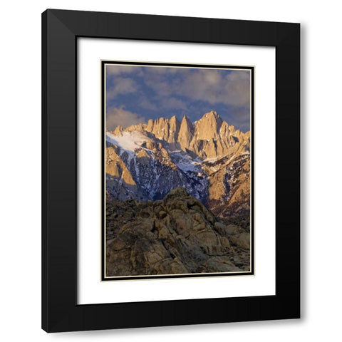 CA, Sunrise on Mt Whitney view from Alabama Hills Black Modern Wood Framed Art Print with Double Matting by Flaherty, Dennis