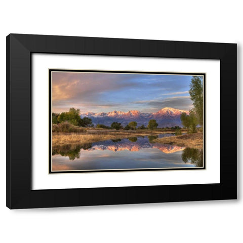 California, Bishop Sierra Mts from Farmers Pond Black Modern Wood Framed Art Print with Double Matting by Flaherty, Dennis