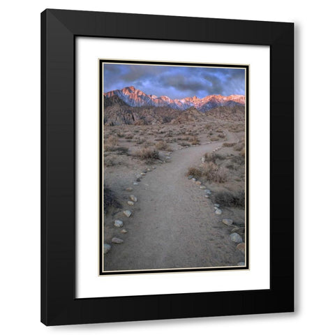 CA, Sunrise on Lone Pine Peak and Mt Whitney Black Modern Wood Framed Art Print with Double Matting by Flaherty, Dennis