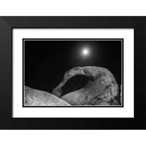 CA, Sierra Nevada Moonrise in the Alabama Hills Black Modern Wood Framed Art Print with Double Matting by Flaherty, Dennis