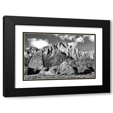 CA, Sierras Alabama Hills and Lone Pine Peak Black Modern Wood Framed Art Print with Double Matting by Flaherty, Dennis