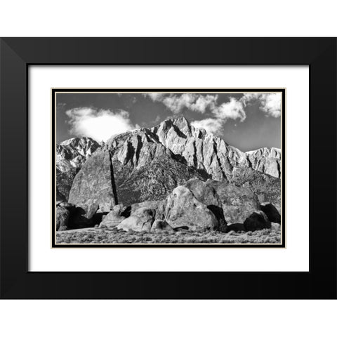 CA, Sierras Alabama Hills and Lone Pine Peak Black Modern Wood Framed Art Print with Double Matting by Flaherty, Dennis