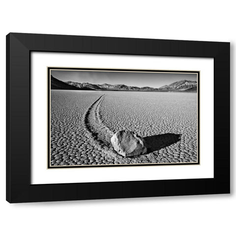 CA, Death Valley Sliding rock at the Racetrack Black Modern Wood Framed Art Print with Double Matting by Flaherty, Dennis