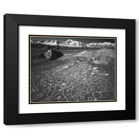 USA, California, Bishop Petroglyphs on rock face Black Modern Wood Framed Art Print with Double Matting by Flaherty, Dennis