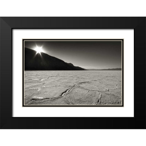 CA, Death Valley Sunburst over salt pan Black Modern Wood Framed Art Print with Double Matting by Young, Bill