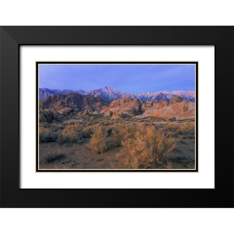 CA, Alabama Hills Lone Pine Peak and Mt Whitney Black Modern Wood Framed Art Print with Double Matting by Paulson, Don