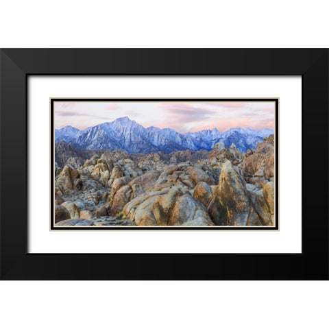 CA, Alabama Hills Panoramic of landscape Black Modern Wood Framed Art Print with Double Matting by Paulson, Don