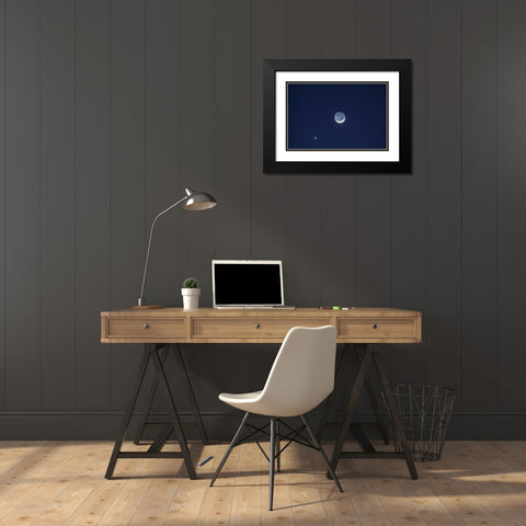 California Moon, Venus and Pluto in the sky Black Modern Wood Framed Art Print with Double Matting by Flaherty, Dennis