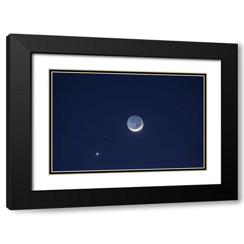 California Moon, Venus and Pluto in the sky Black Modern Wood Framed Art Print with Double Matting by Flaherty, Dennis