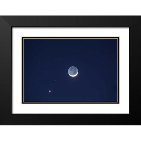 California Moon, Venus and Pluto in the sky Black Modern Wood Framed Art Print with Double Matting by Flaherty, Dennis