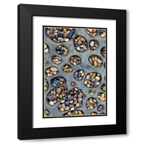 CA, Tafoni formation holes filled with pebbles Black Modern Wood Framed Art Print with Double Matting by Delisle, Gilles